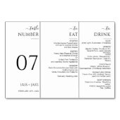 Numéro De Table Dîner Mariage moderne Menu Mariage Party Tri-fold (Dos)