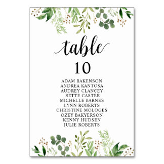 Numéro De Table Dîner mariage, Places de verdure