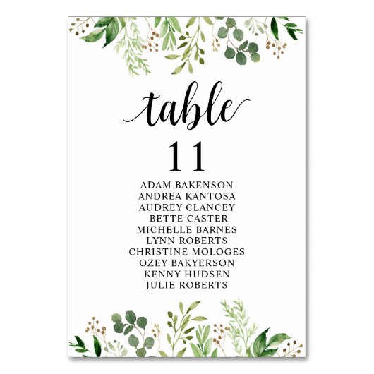 Numéro De Table Dîner mariage, Places de verdure (Par défaut)