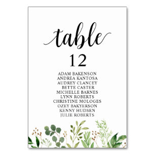 Numéro De Table Dîner mariage, Places de verdure