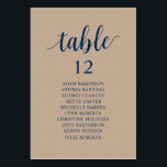 Numéro De Table Dîner mariage, Table Brown Kraft Seating Chart Nu<br><div class="desc">Dîner mariage Carte de tableau de table d'hôtes,  thèmes de Kraft Brown rustique moderne,  Police bleue marine. Customisez le texte et / ou retirez et remplissez avec votre thème de mariage.</div>