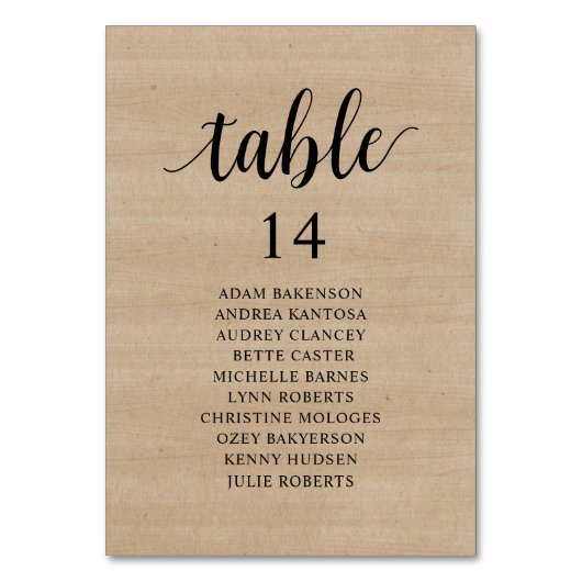 Numéro De Table Dîner mariage, Tableau Brown de sièges en bois (Dos)