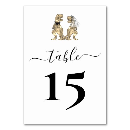 Numéro De Table Dinosaur thème Mariage noir et blanc (Dos)