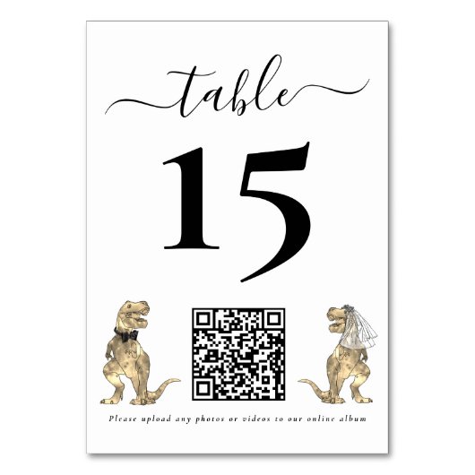 Numéro De Table Dinosaur thème Mariage Photo QR Code (Dos)