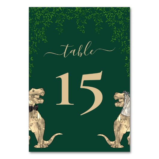 Numéro De Table Dinosaur thème Mariage Vert (Dos)