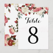 Numéro de table d'invitation de mariage rose (Devant / Derrière)