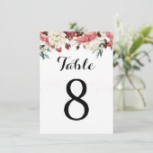 Numéro de table d'invitation de mariage rose (Debout devant)