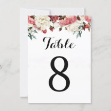 Numéro de table d'invitation de mariage rose