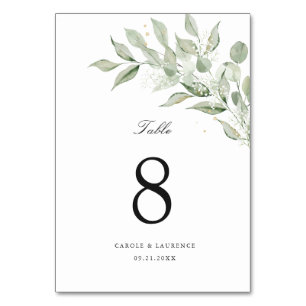 Numéro De Table Direction du congé d'olive de verdure Mariage du s