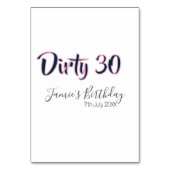 Numéro De Table Dirty 30 joyeux anniversaire nom date rose gris ca (Dos)