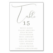 Numéro De Table Disposition de sièges en écriture élégante (Dos)