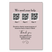 Numéro De Table Donation Collection conseil pot ajouter votre q r  (Dos)