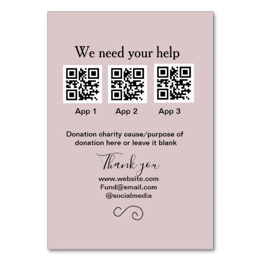 Numéro De Table Donation Collection conseil pot ajouter votre q r  (Par défaut)