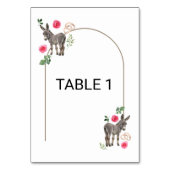 Numéro De Table Donkey Pink Floral Rustic Wedding (Dos)