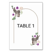 Numéro De Table Donkey Purple Floral Rustic Wedding  (Dos)