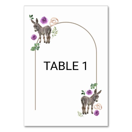 Numéro De Table Donkey Purple Floral Rustic Wedding  (Par défaut)