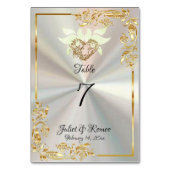 Numéro De Table Doses, Coeur & Gold Frame sur perle blanche (Dos)