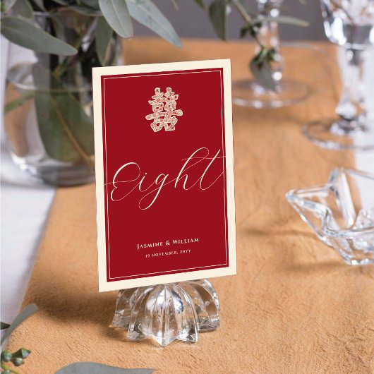 Numéro De Table Double Bonheur Mariage chinois rouge Numéro de tab