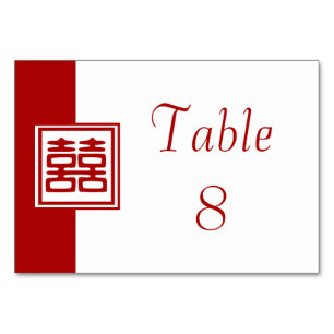 Numéro De Table Double Bonheur rouge foncé - Carré