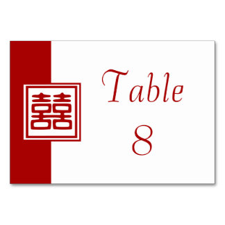 Numéro De Table Double Bonheur rouge foncé - Carré