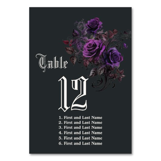Numéro De Table Double face foncé gothique profond Améthyste pourp (Dos)