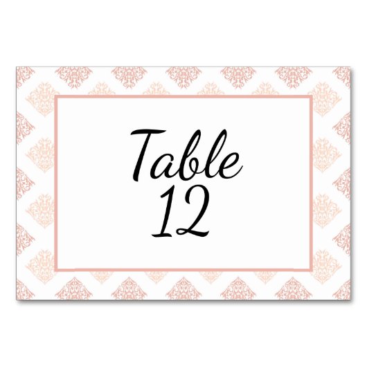 Numéro De Table Douce Damask Blush Rose Pêche (Devant)