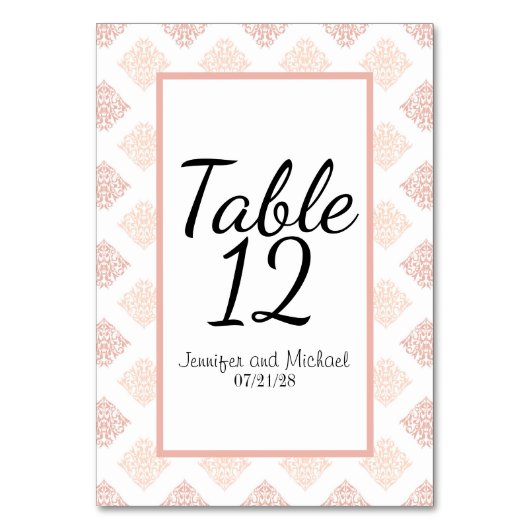 Numéro De Table Douce Fleur de Pêche Blush Damassé (Par défaut)