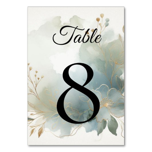 Numéro De Table Doux Golden Dusty Blue Romance Mariage (Par défaut)