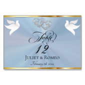 Numéro De Table Doves & Hearts - Pastel Blue/Silver (Dos)