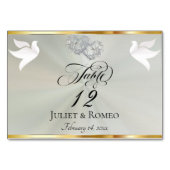 Numéro De Table Doves & Hearts - Pastel Sage/Silver (Devant)