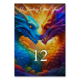 Numéro De Table Dragons colorés en Mariage d'amour