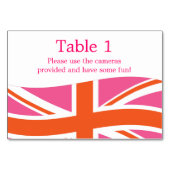 Numéro De Table Drapeau de l'Union rose et orange (Dos)