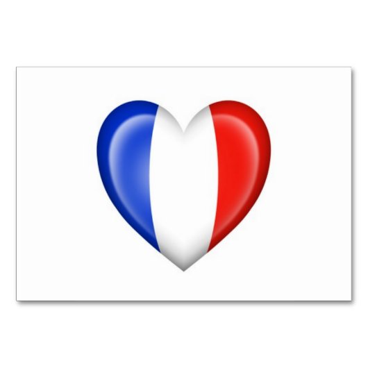 Numéro De Table Drapeau du coeur français sur blanc (Devant)