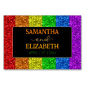 Numéro De Table Drapeau LGBT arc-en-ciel scintille mariage lesbien (Dos)