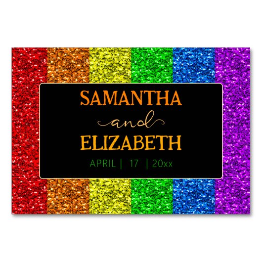 Numéro De Table Drapeau LGBT arc-en-ciel scintille mariage lesbien (Dos)