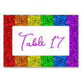 Numéro De Table Drapeau LGBT arc-en-ciel scintille mariage lesbien (Devant)