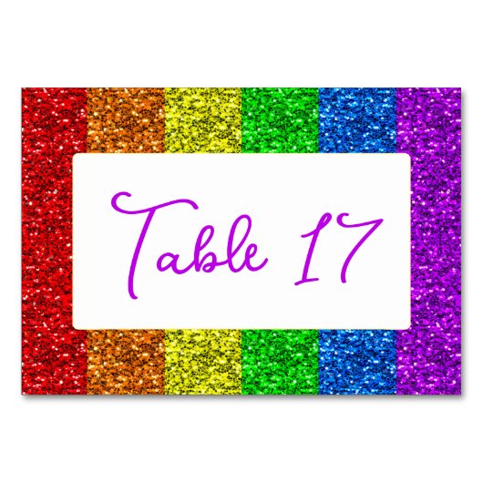 Numéro De Table Drapeau LGBT arc-en-ciel scintille mariage lesbien (Devant)
