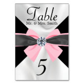 Numéro De Table Draperie noire et blanche classique avec cabot ros (Dos)