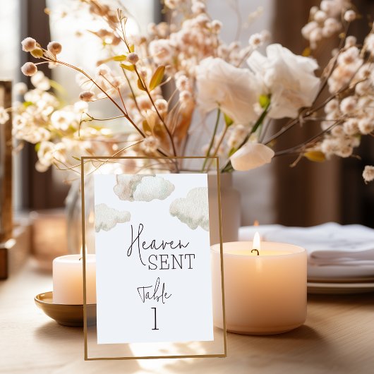 Numéro De Table Dreamy Heaven envoyé Blue Boy Baby shower