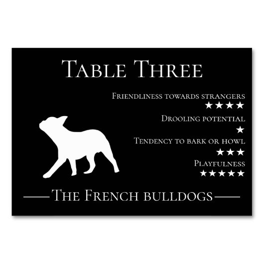 Numéro De Table Drôle chien amoureux race caractère invité françai (Devant)