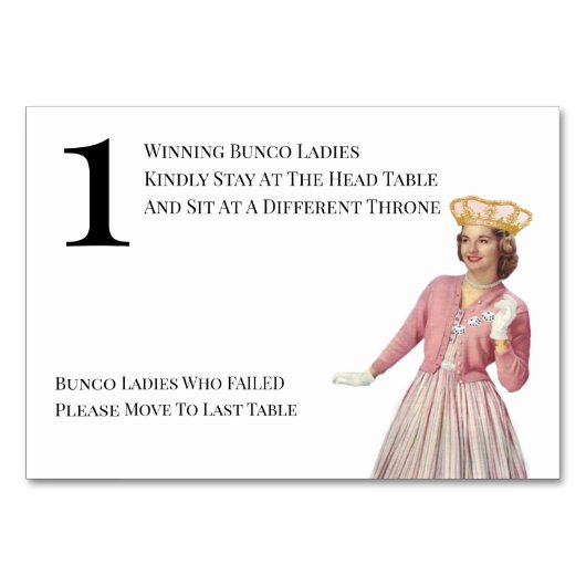 Numéro De Table Drôle Queen Table One Bunco (Devant)