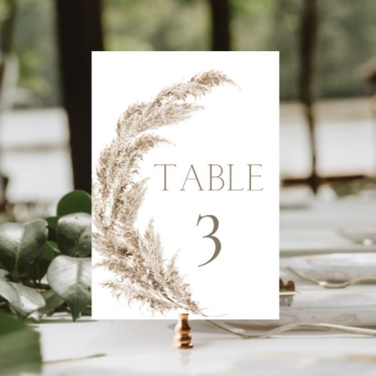 Numéro de table du Boho de graminées Pampas