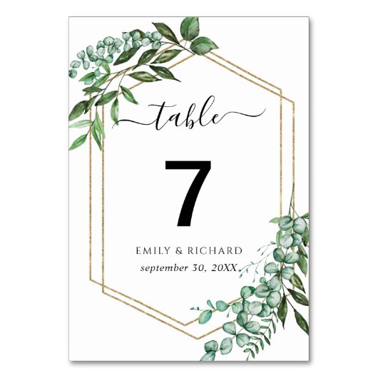 Numéro de table du cadre Eucalyptus (Par défaut)