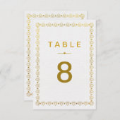 Numéro de table du Mariage Art déco doré (Devant / Derrière)