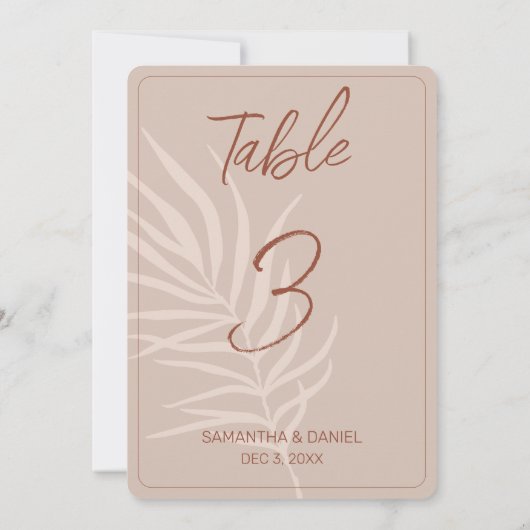 Numéro de table du Mariage Boho (Dos)