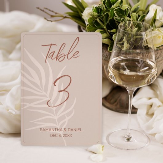 Numéro de table du Mariage Boho