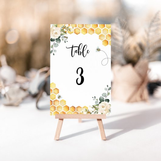 Numéro de table du mariage d'abeilles miel