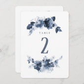 Numéro de table du Mariage d'aquarelle bleue (Devant / Derrière)