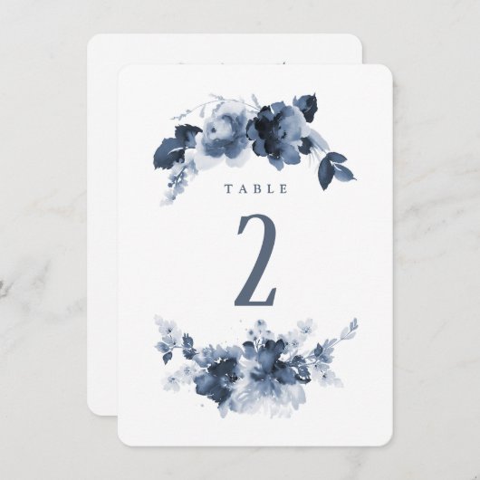 Numéro de table du Mariage d'aquarelle bleue (Devant / Derrière)