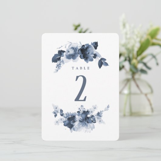 Numéro de table du Mariage d'aquarelle bleue (Debout devant)